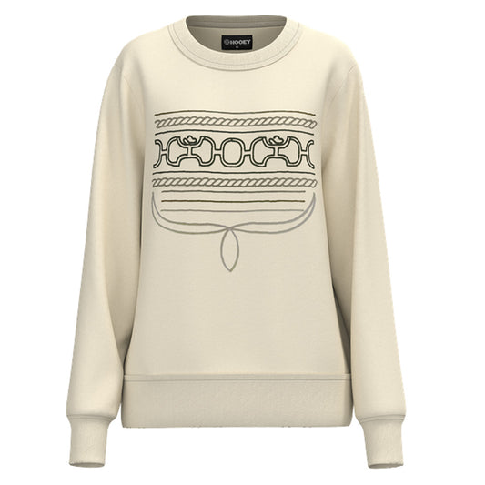 HH2603CRPR Hooey Women's Stallion Crew Pullover - Cream
