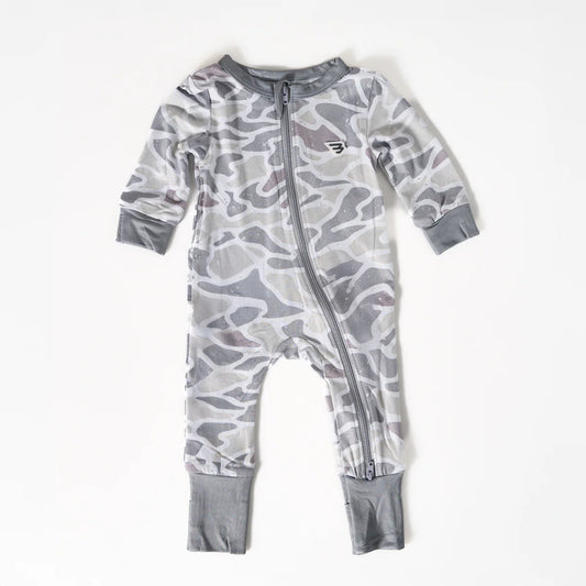 BZU-WC Burlebo White Deer Camo Baby One Piece Zip Up